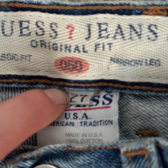 Guess Sz 27 050 Vintage Y2K 90s High Rise Straight Leg Medium Wash Denim Jeans - Picture 8 of 10